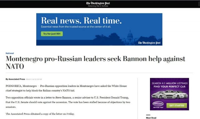 Vašington post: Proruski opozicioni lideri pisali Benonu